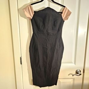 ✅️ Vesper Dress Body Con Cap Sleeve Black & Tan Dress | Size 12